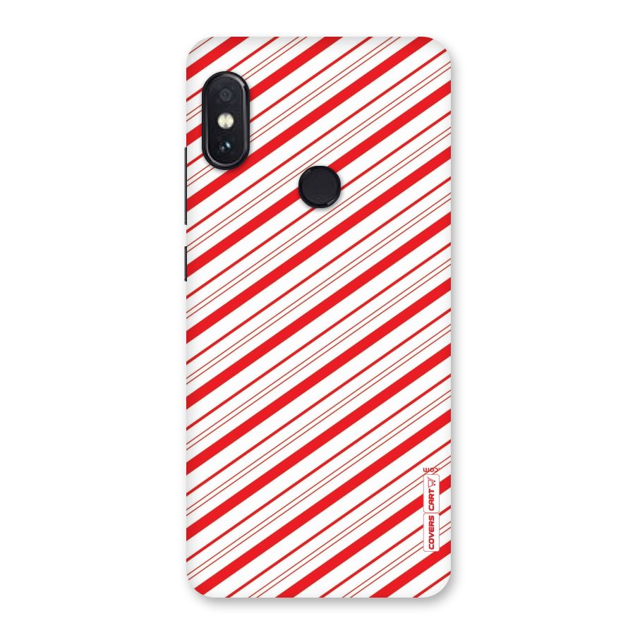 Red And White Diagonal Stripes Back Case for Redmi Note 5 Pro