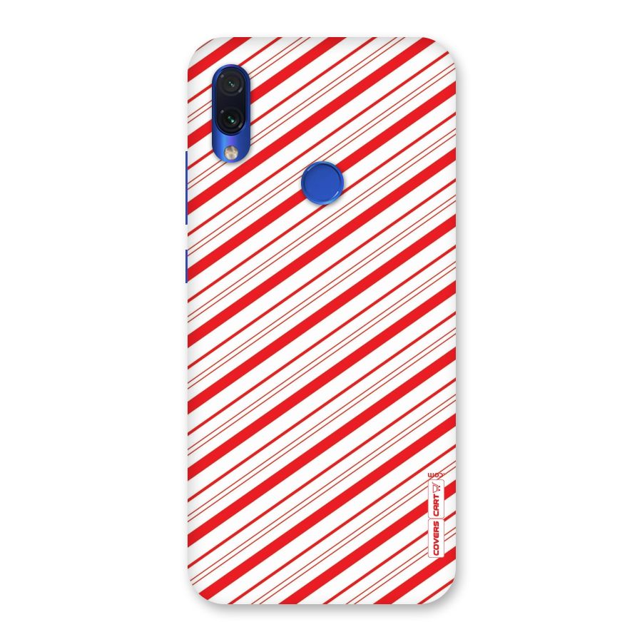 Red And White Diagonal Stripes Back Case for Redmi Note 7