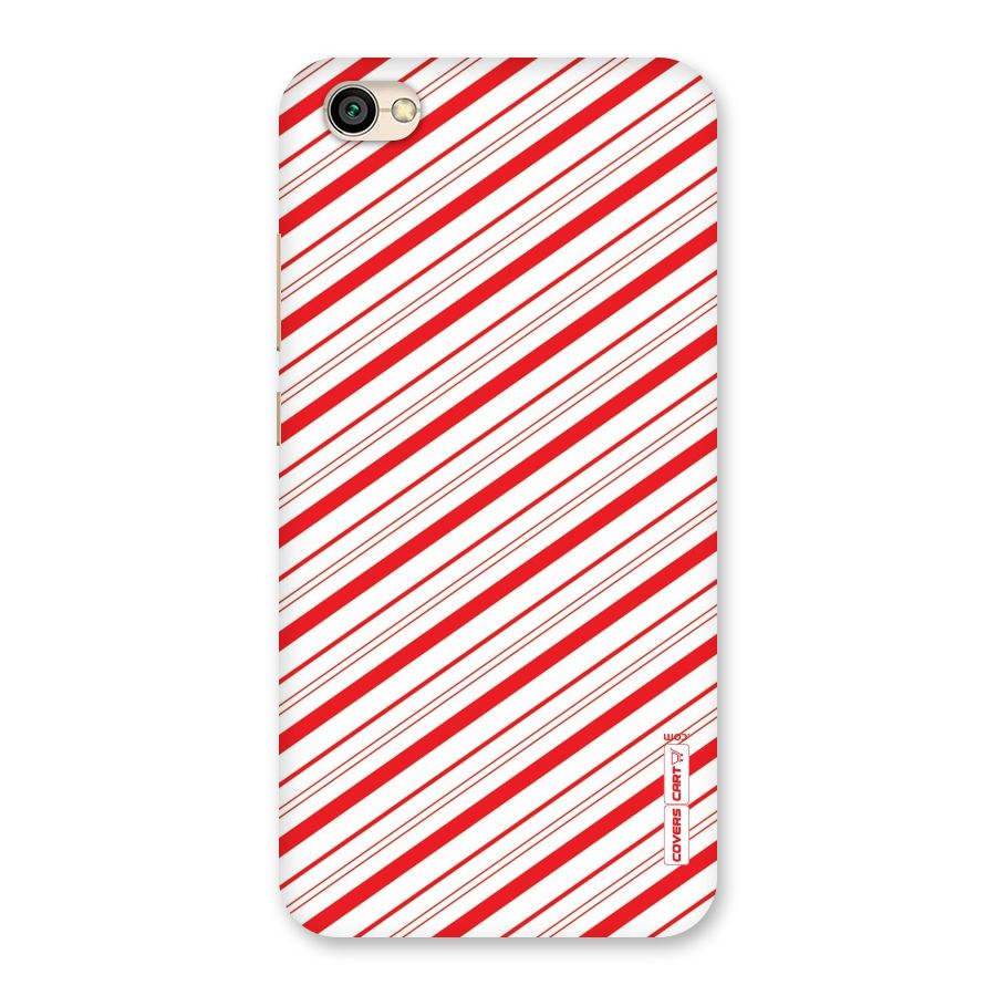 Red And White Diagonal Stripes Back Case for Redmi Y1 Lite