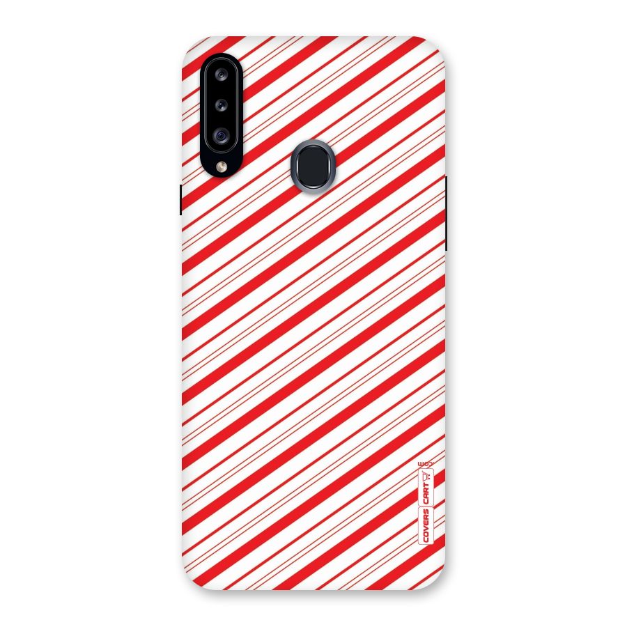 Red And White Diagonal Stripes Back Case for Samsung Galaxy A20s
