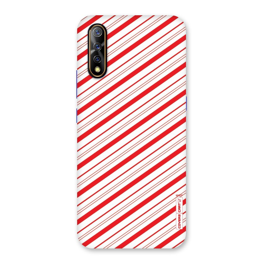 Red And White Diagonal Stripes Back Case for Vivo S1