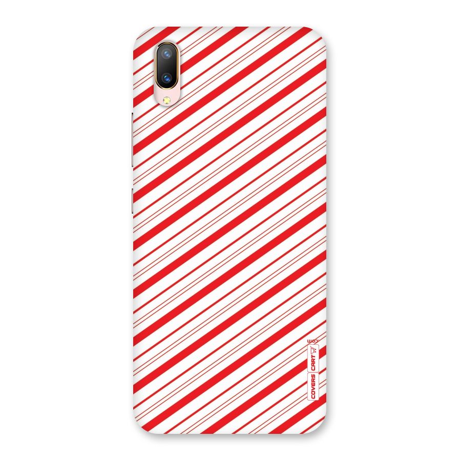 Red And White Diagonal Stripes Back Case for Vivo V11 Pro