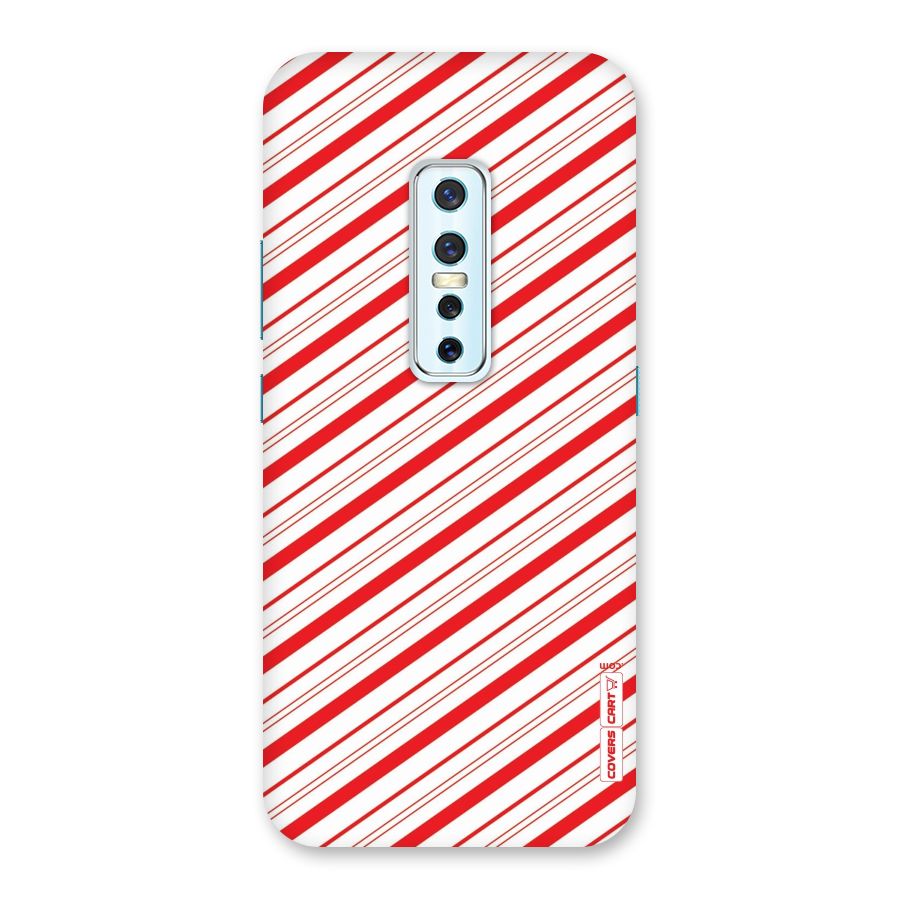 Red And White Diagonal Stripes Back Case for Vivo V17 Pro
