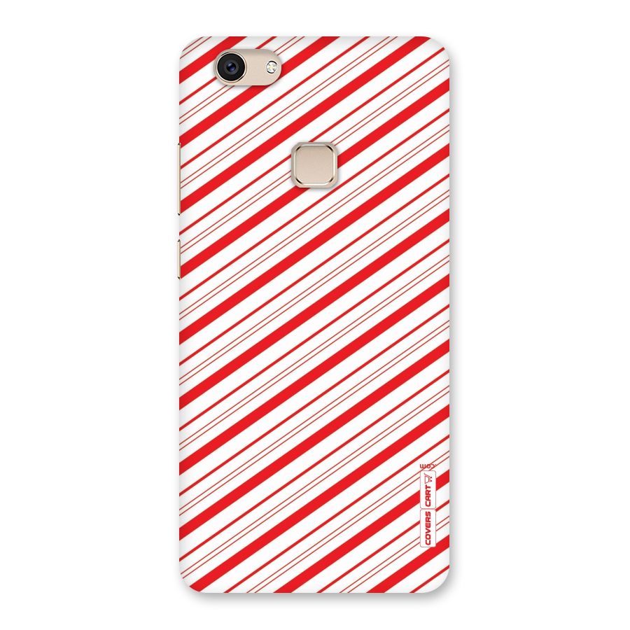 Red And White Diagonal Stripes Back Case for Vivo V7