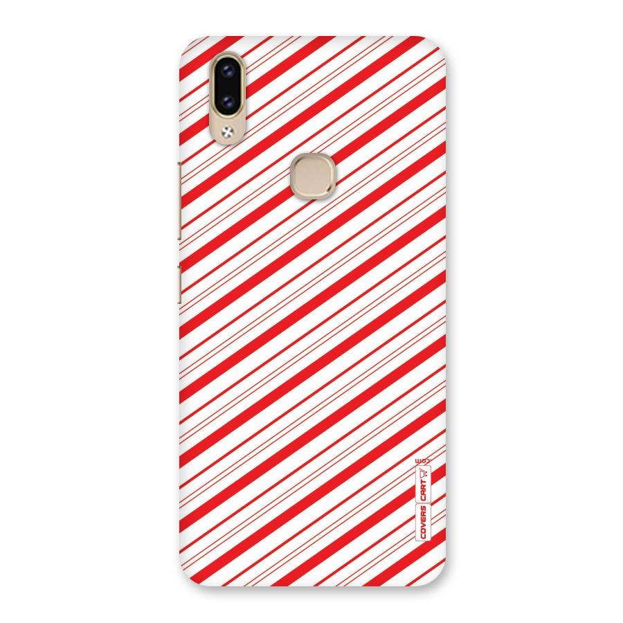 Red And White Diagonal Stripes Back Case for Vivo V9 Youth