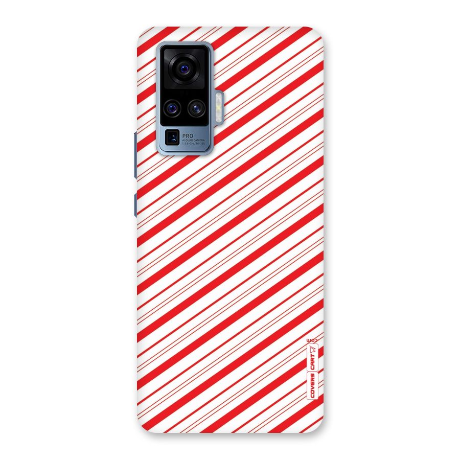Red And White Diagonal Stripes Back Case for Vivo X50 Pro