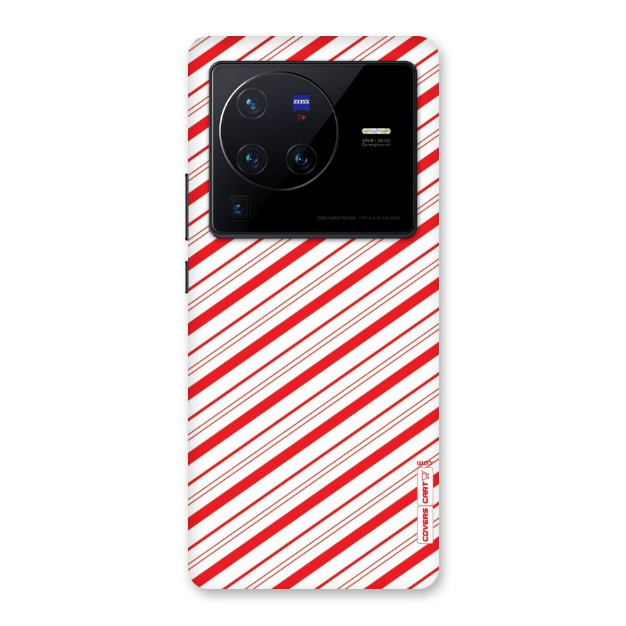 Red And White Diagonal Stripes Back Case for Vivo X80 Pro