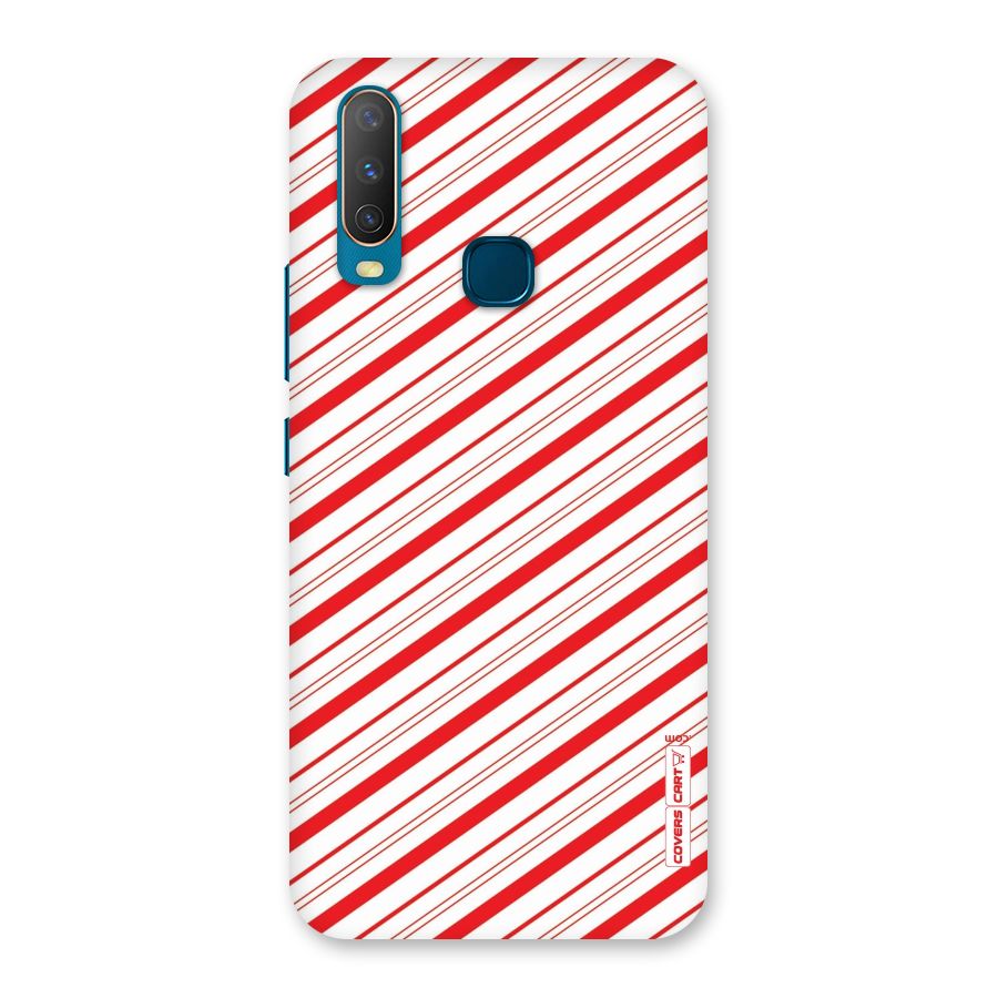 Red And White Diagonal Stripes Back Case for Vivo Y15