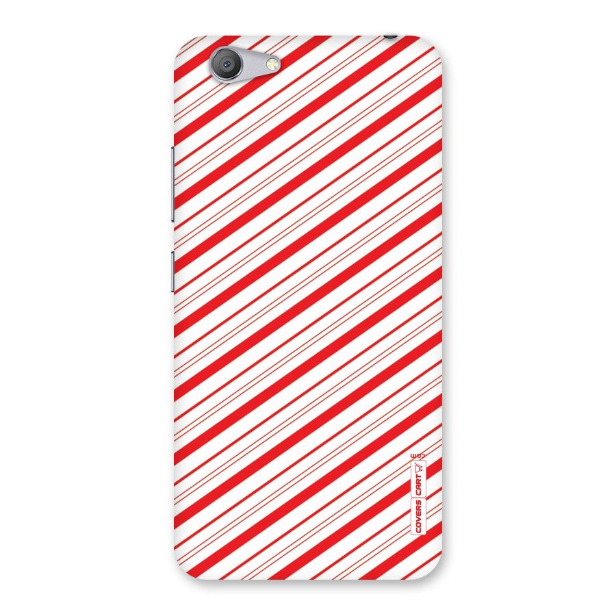 Red And White Diagonal Stripes Back Case for Vivo Y53