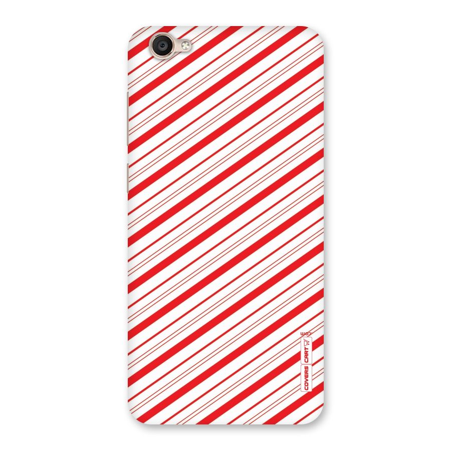 Red And White Diagonal Stripes Back Case for Vivo Y55s
