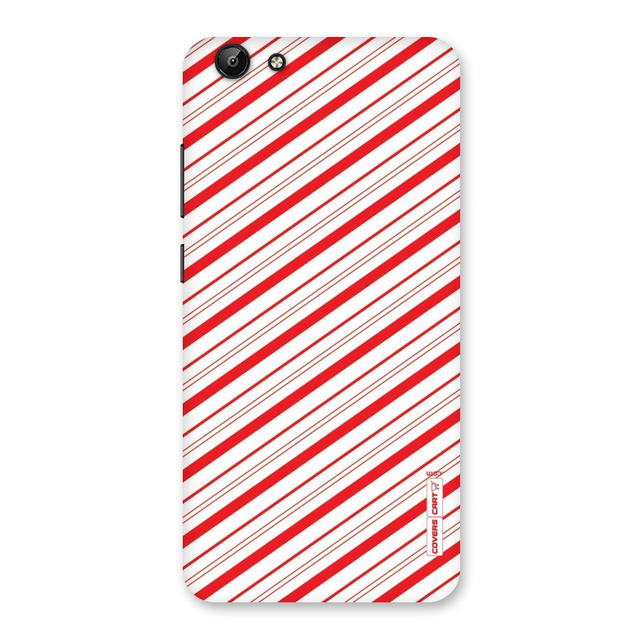 Red And White Diagonal Stripes Back Case for Vivo Y69