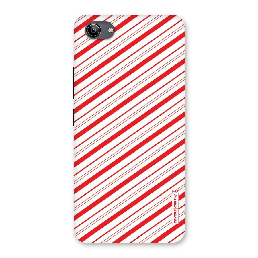 Red And White Diagonal Stripes Back Case for Vivo Y81i