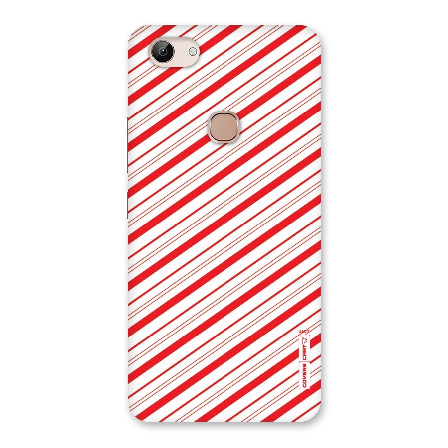 Red And White Diagonal Stripes Back Case for Vivo Y83