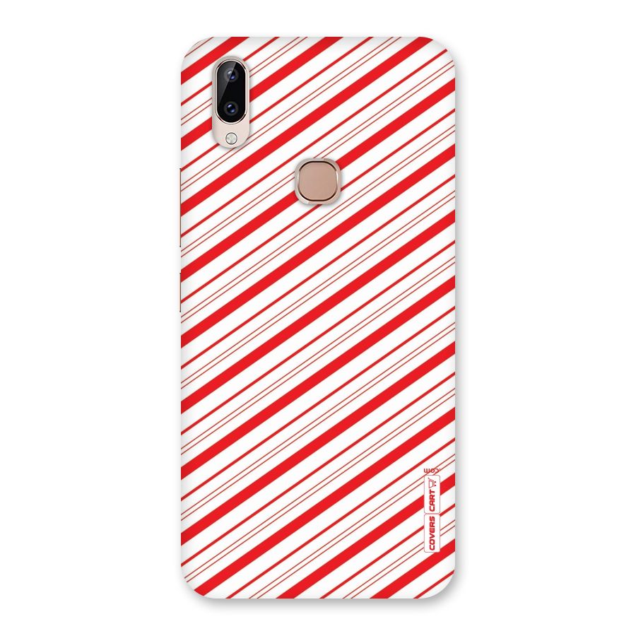 Red And White Diagonal Stripes Back Case for Vivo Y83 Pro