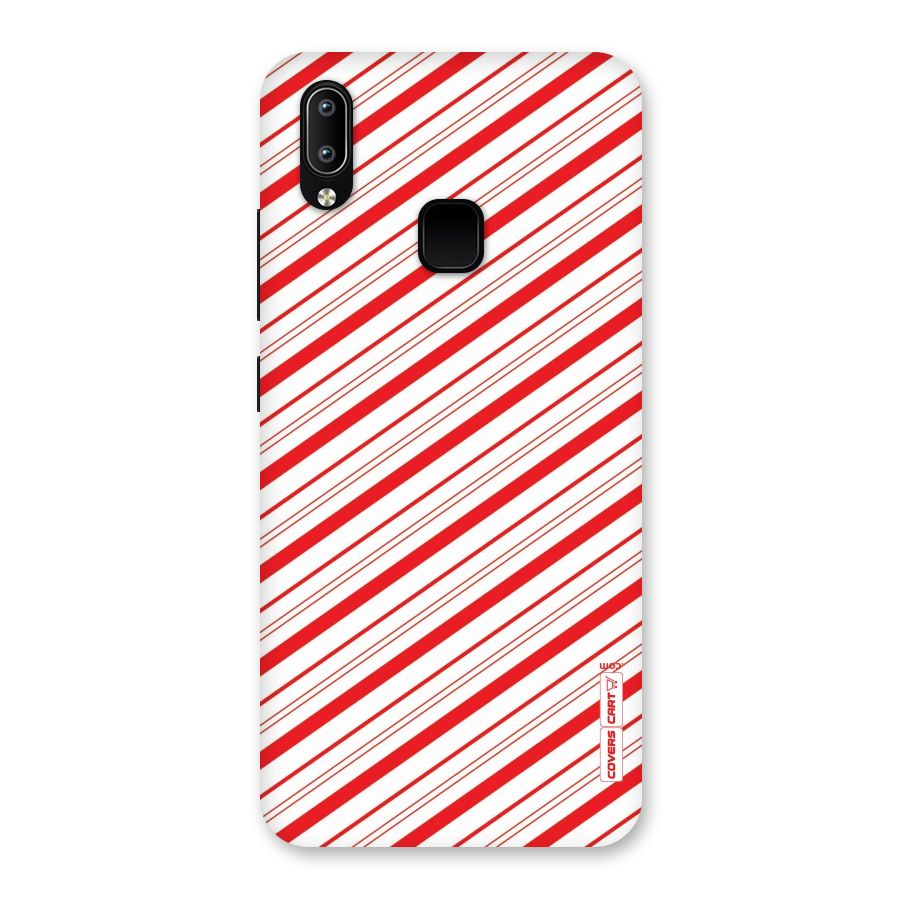 Red And White Diagonal Stripes Back Case for Vivo Y93