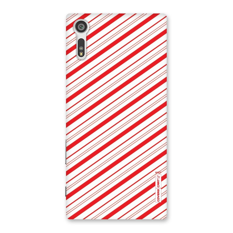 Red And White Diagonal Stripes Back Case for Xperia XZ