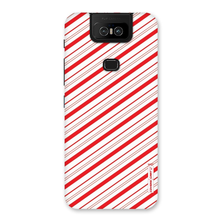 Red And White Diagonal Stripes Back Case for Zenfone 6z