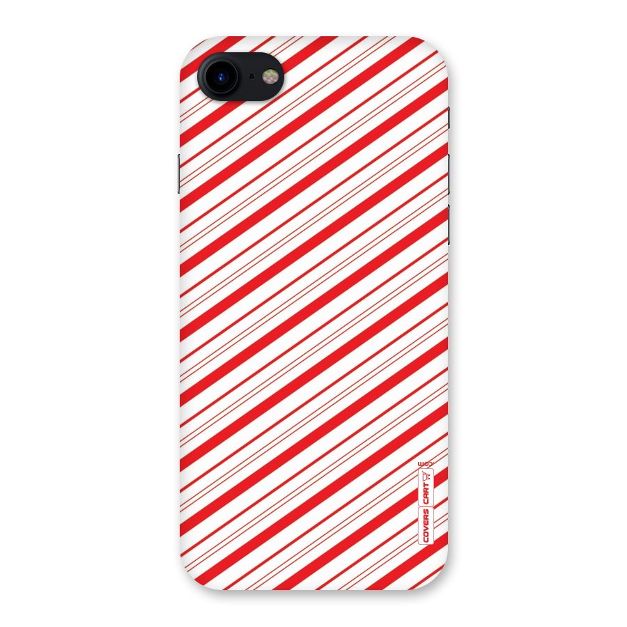 Red And White Diagonal Stripes Back Case for iPhone SE 2020