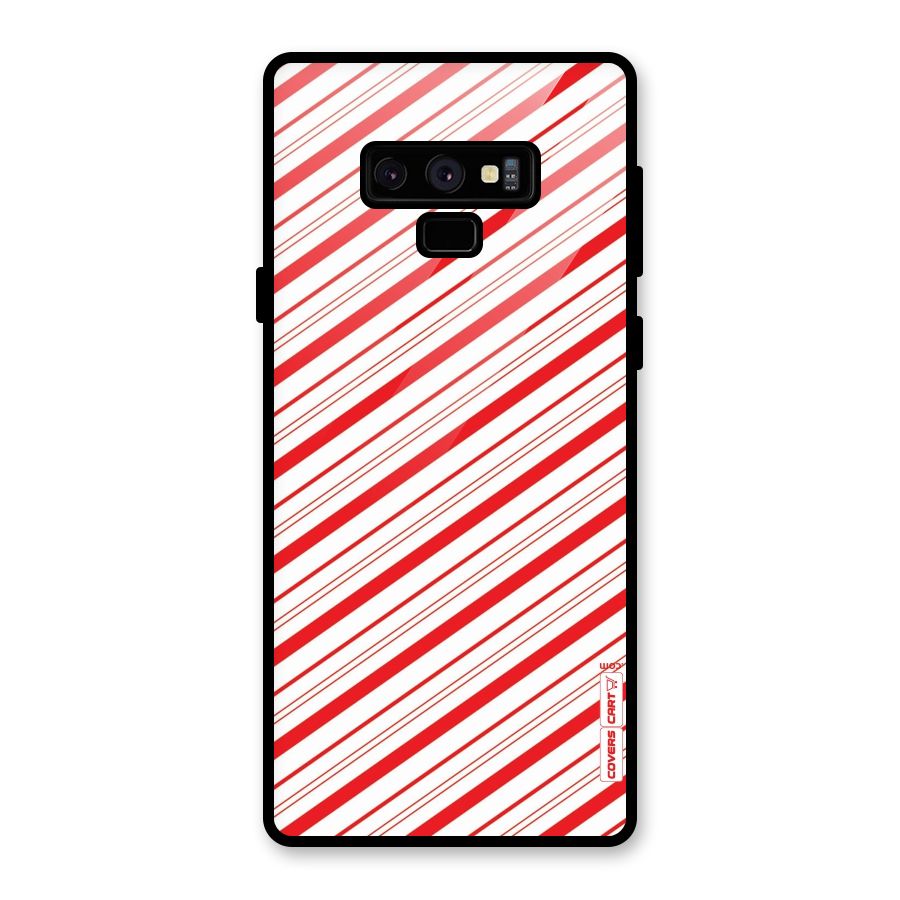 Red And White Diagonal Stripes Glass Back Case for Galaxy Note 9