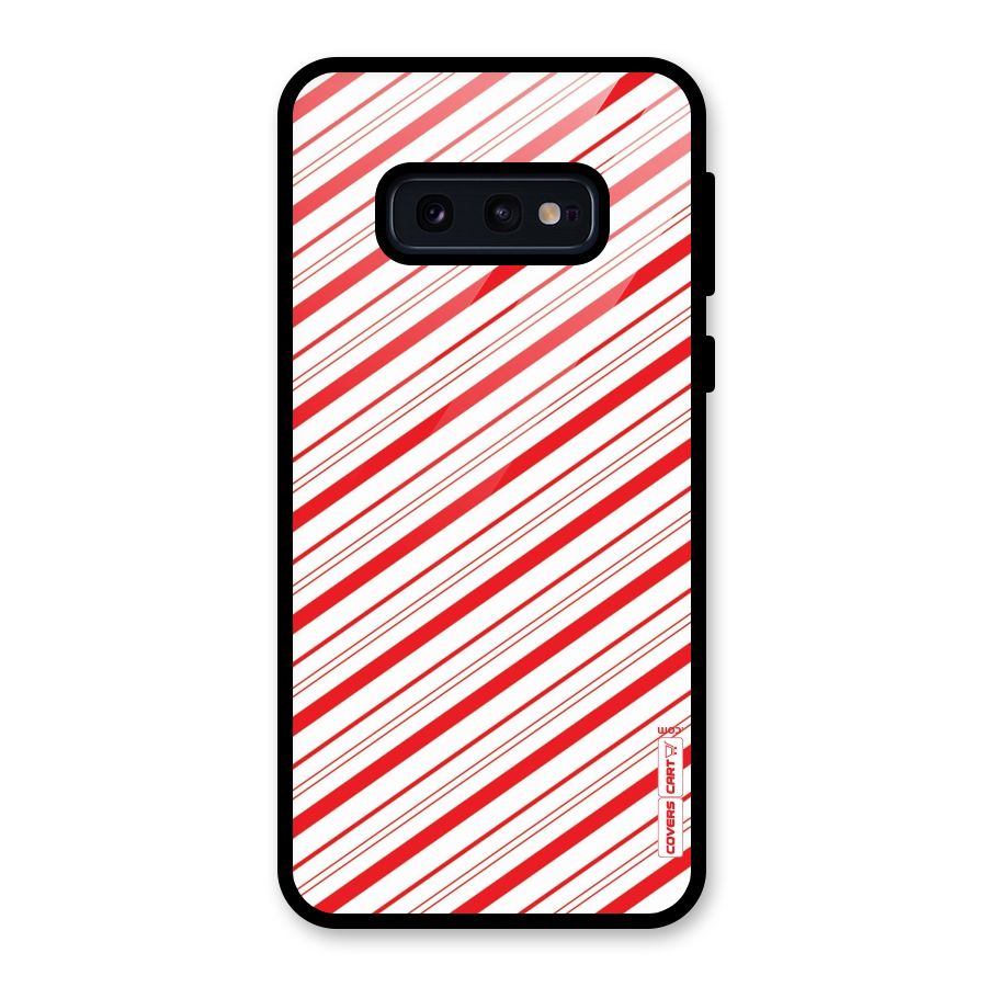 Red And White Diagonal Stripes Glass Back Case for Galaxy S10e