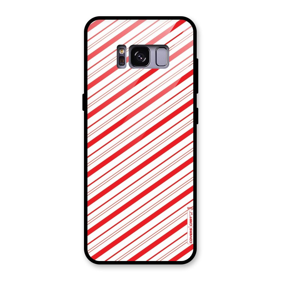Red And White Diagonal Stripes Glass Back Case for Galaxy S8
