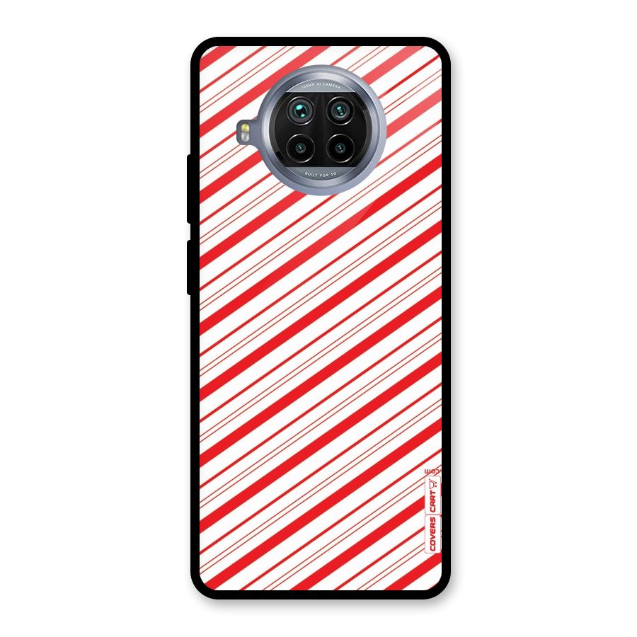 Red And White Diagonal Stripes Glass Back Case for Mi 10i