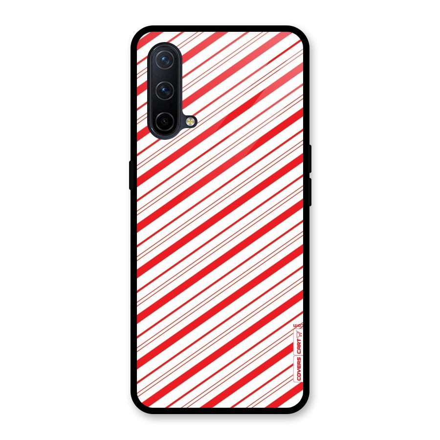 Red And White Diagonal Stripes Glass Back Case for OnePlus Nord CE 5G