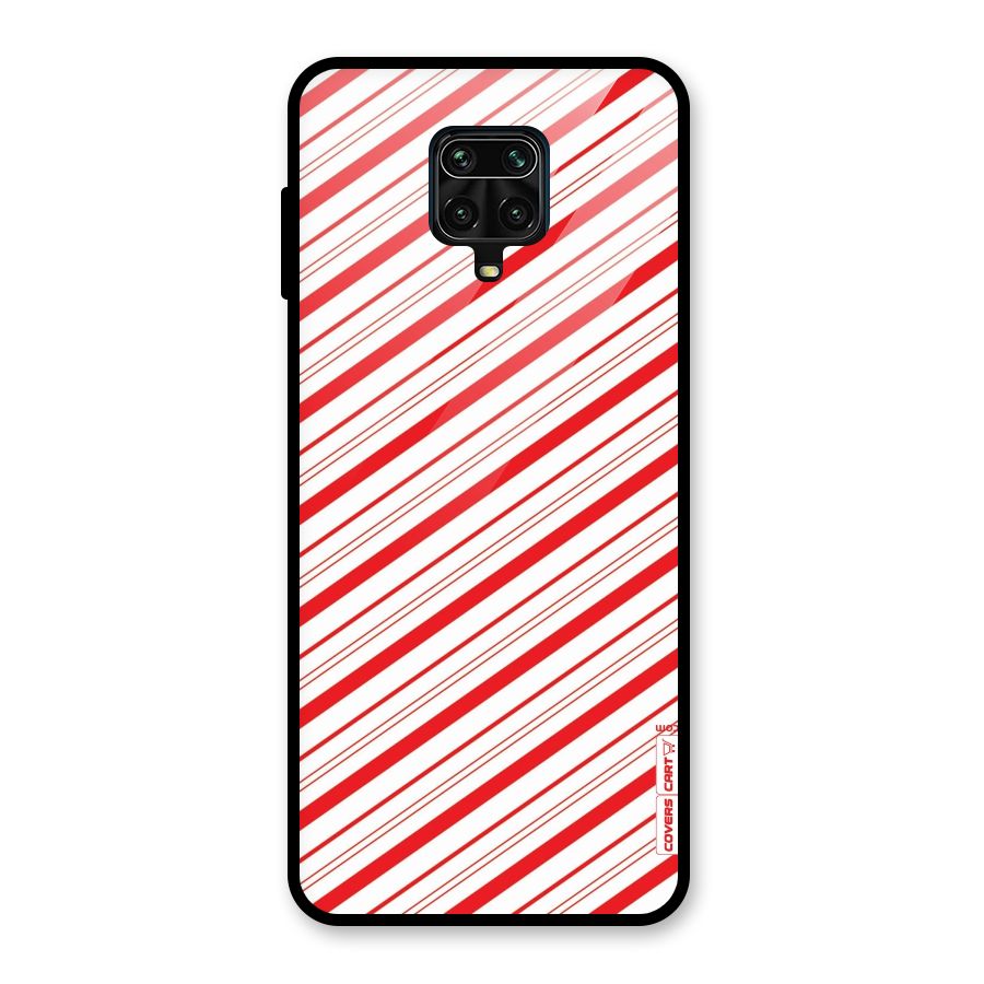 Red And White Diagonal Stripes Glass Back Case for Poco M2 Pro