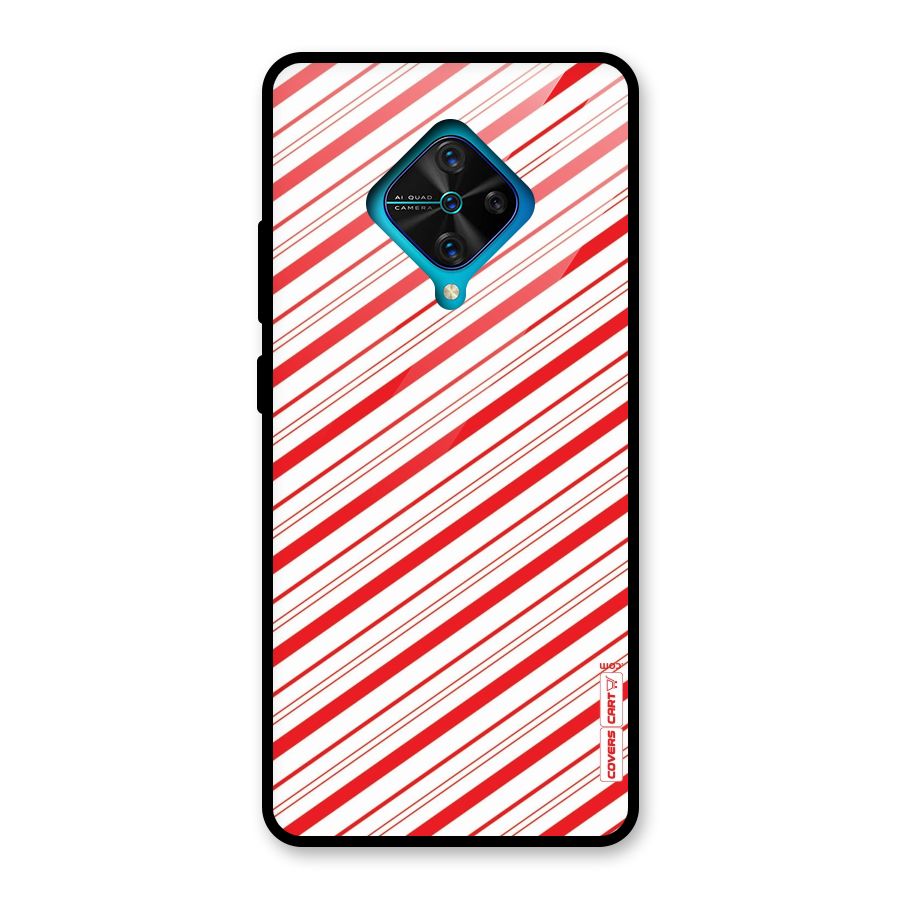 Red And White Diagonal Stripes Glass Back Case for Vivo S1 Pro