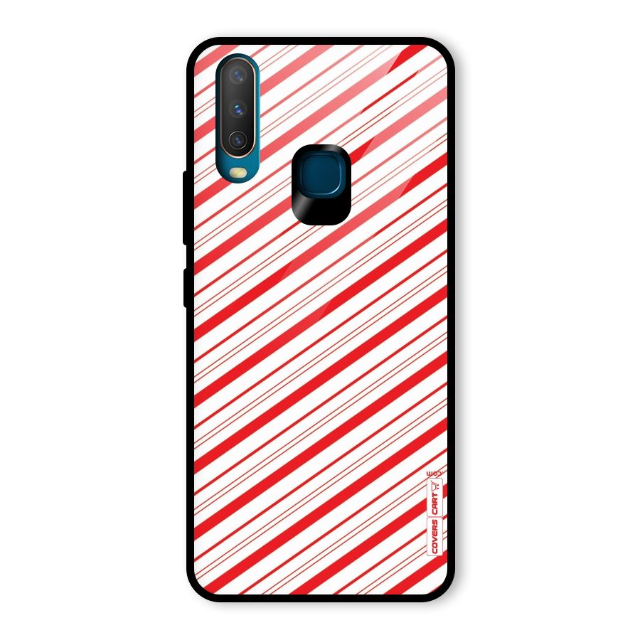 Red And White Diagonal Stripes Glass Back Case for Vivo Y17