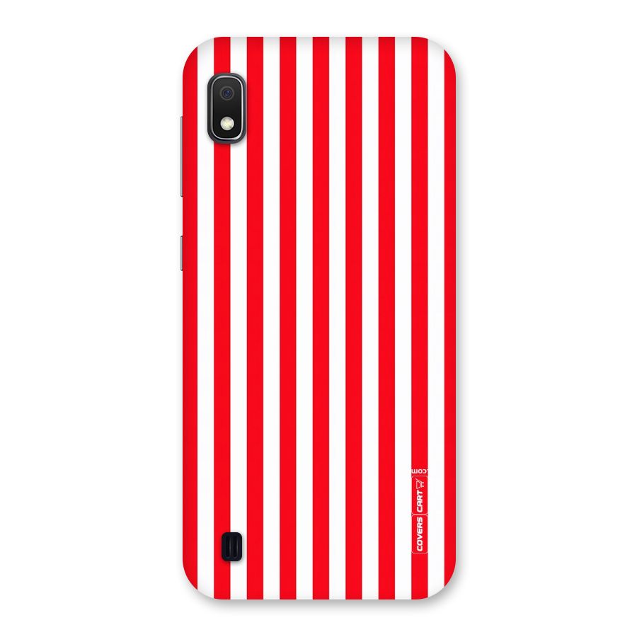 Red And White Straight Stripes Back Case for Galaxy A10