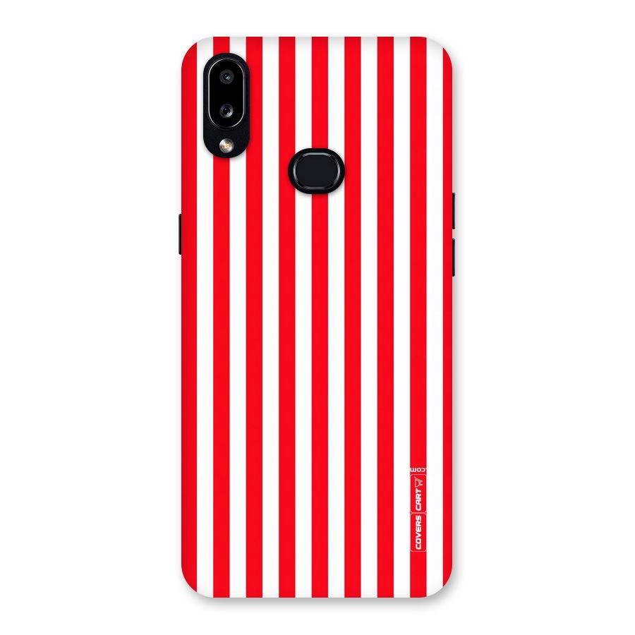 Red And White Straight Stripes Back Case for Galaxy A10s