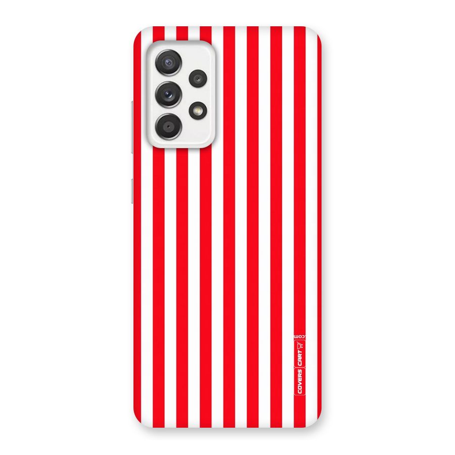 Red And White Straight Stripes Back Case for Galaxy A52