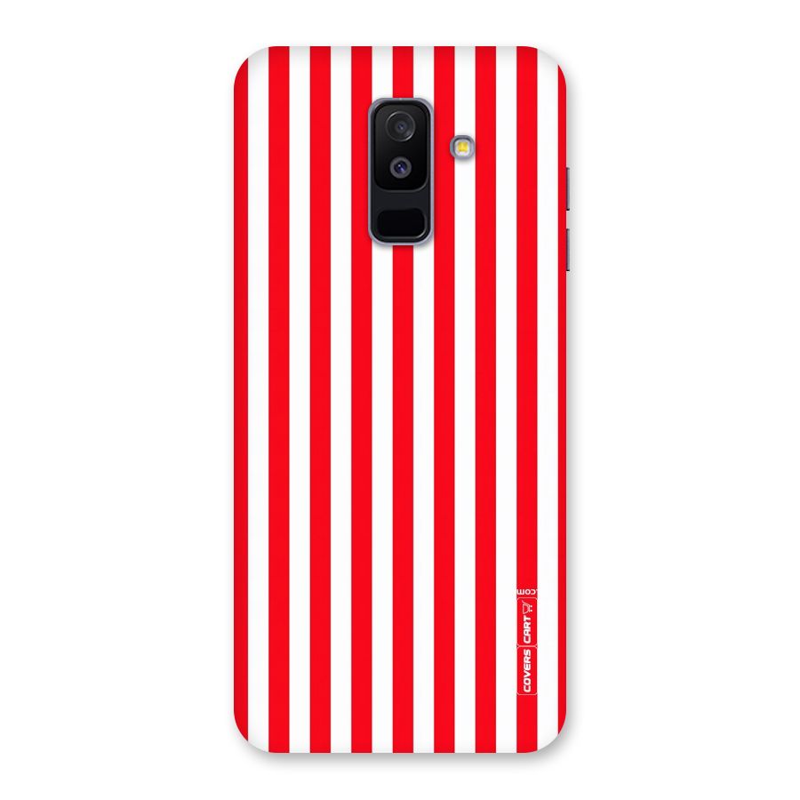 Red And White Straight Stripes Back Case for Galaxy A6 Plus