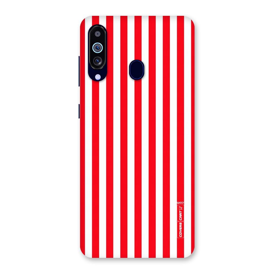 Red And White Straight Stripes Back Case for Galaxy A60