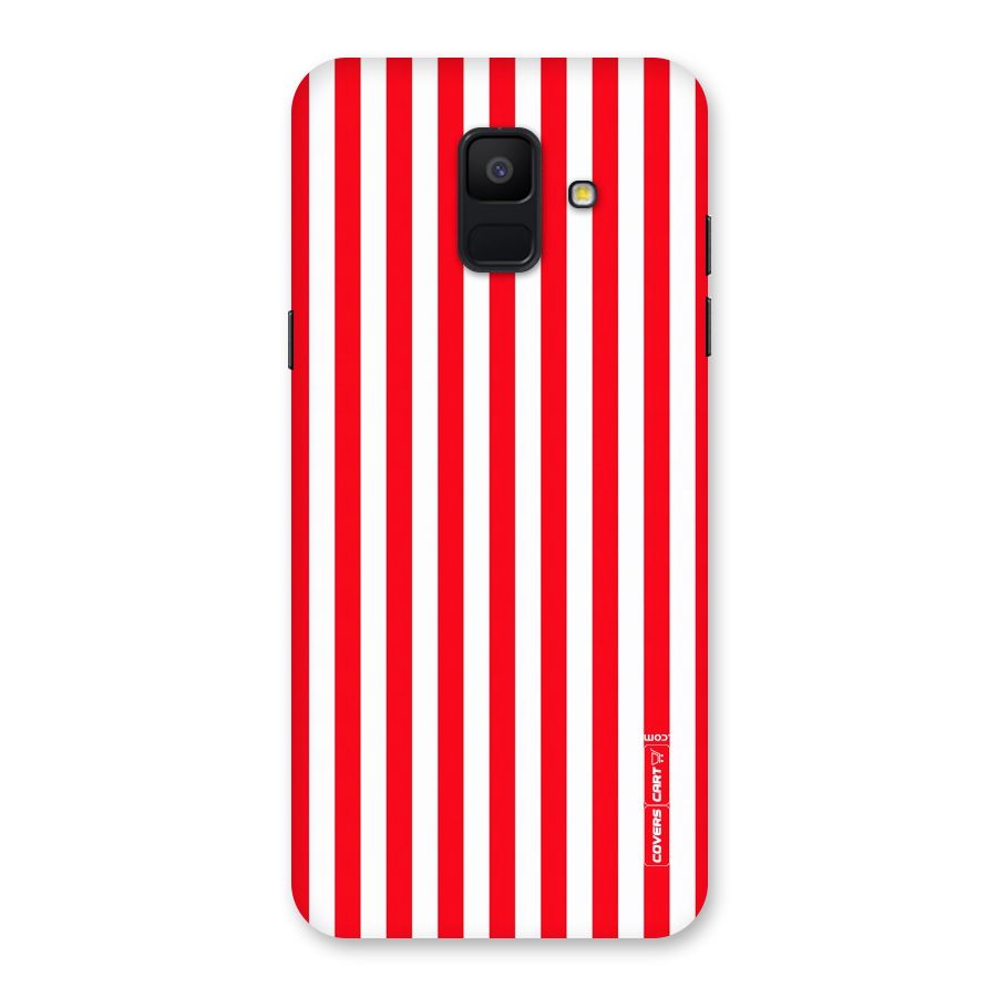 Red And White Straight Stripes Back Case for Galaxy A6 (2018)