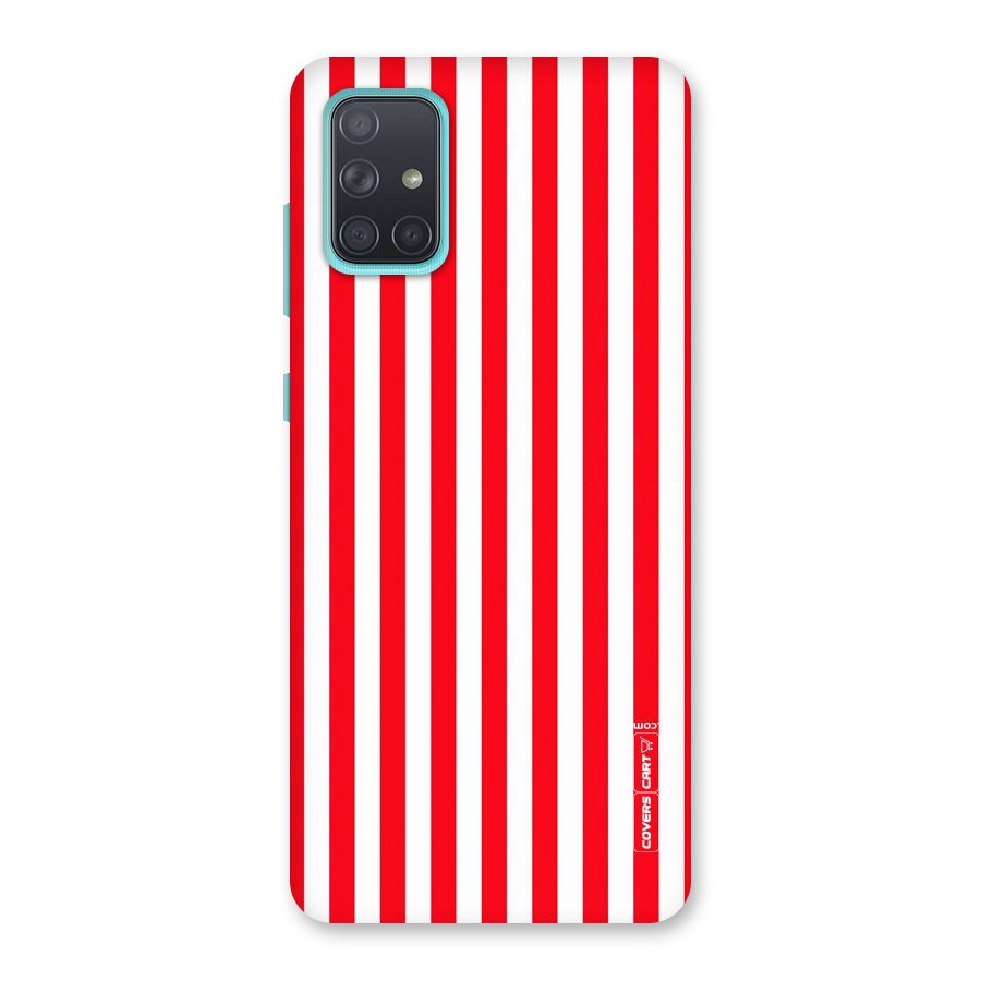 Red And White Straight Stripes Back Case for Galaxy A71