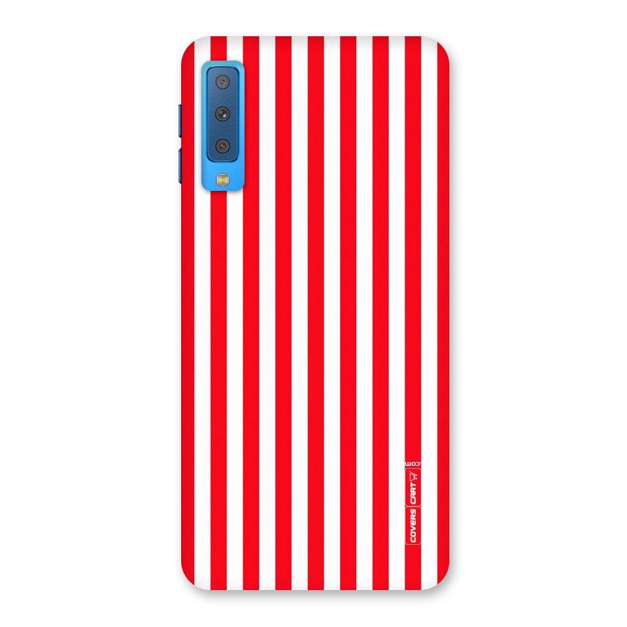 Red And White Straight Stripes Back Case for Galaxy A7 (2018)