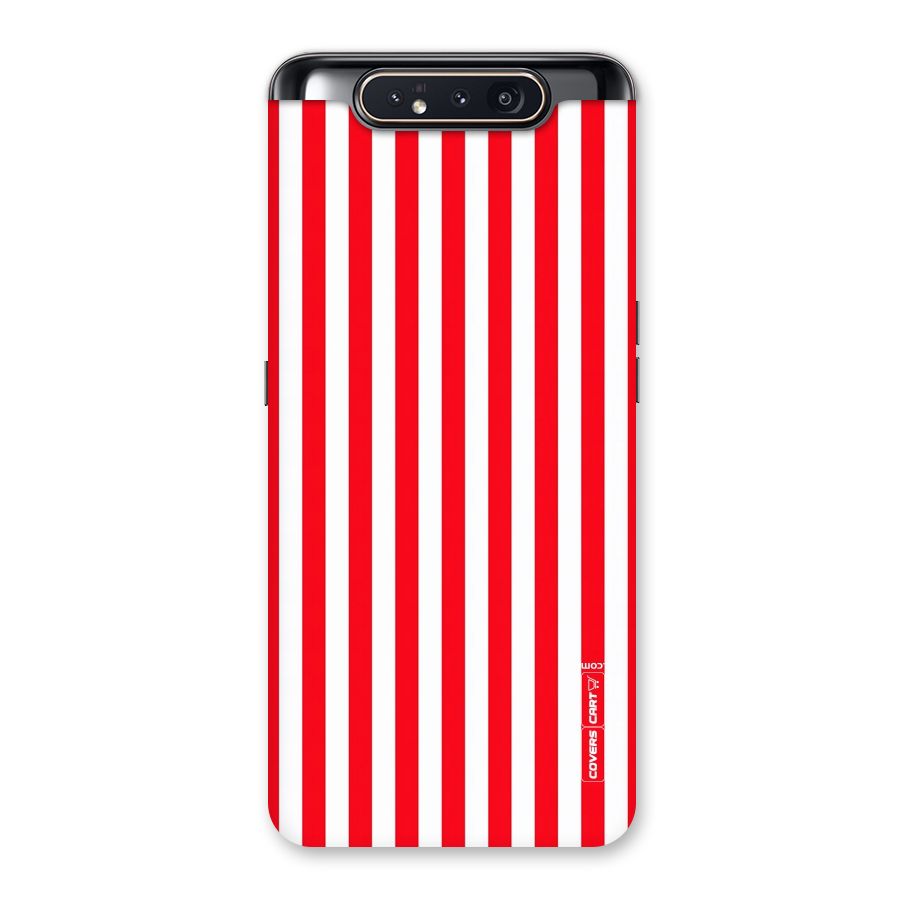 Red And White Straight Stripes Back Case for Galaxy A80