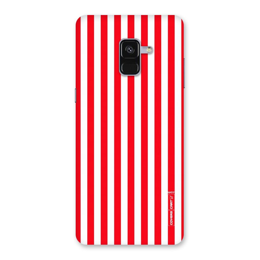 Red And White Straight Stripes Back Case for Galaxy A8 Plus