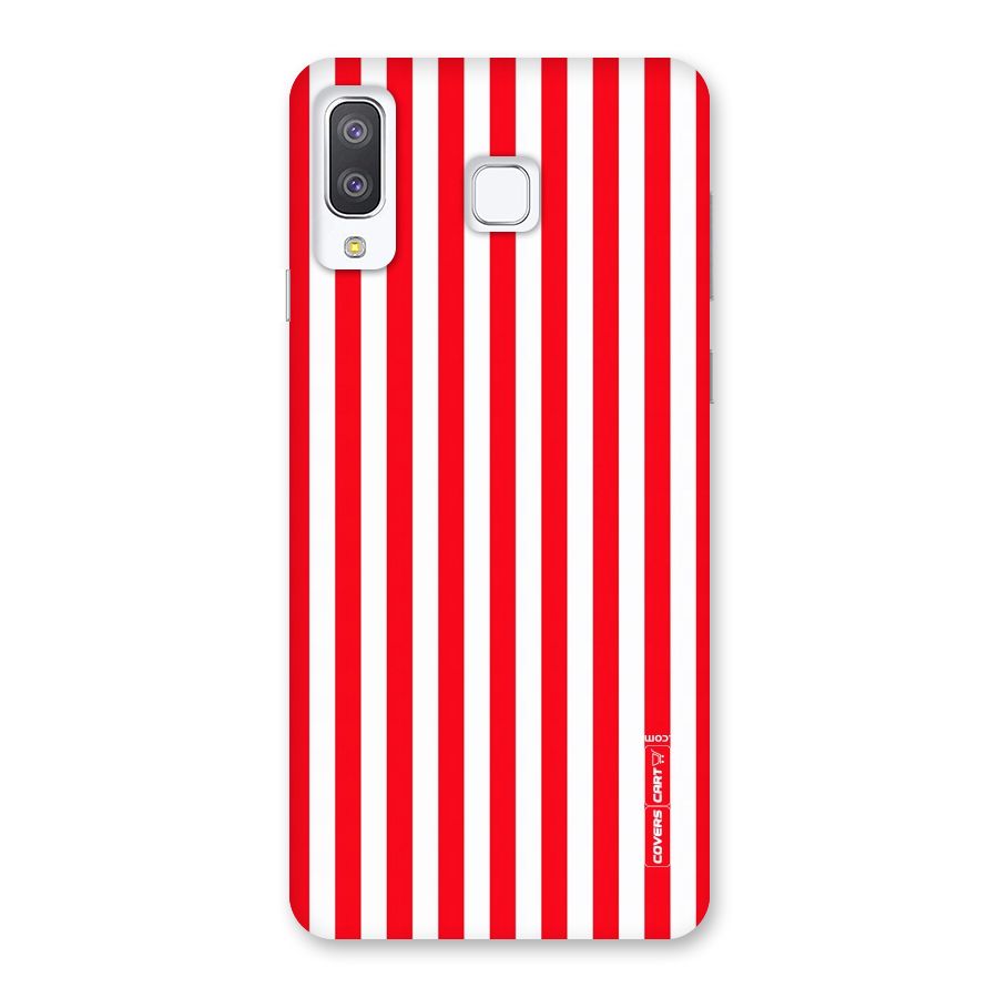 Red And White Straight Stripes Back Case for Galaxy A8 Star