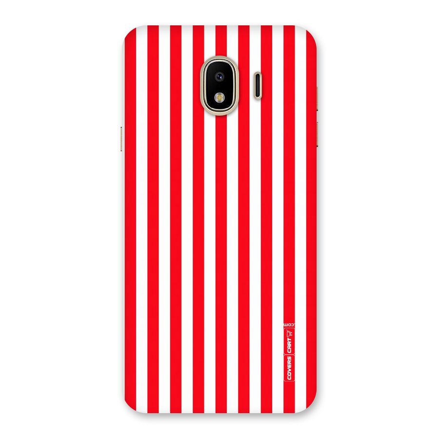 Red And White Straight Stripes Back Case for Galaxy J4
