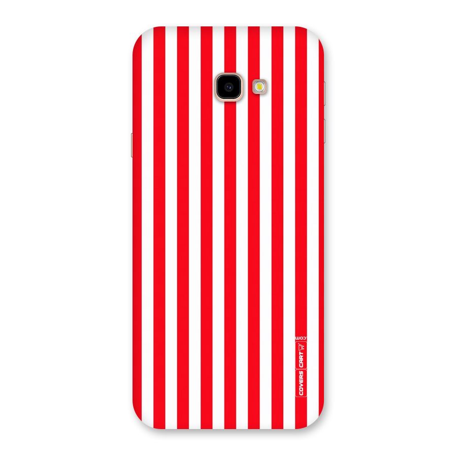 Red And White Straight Stripes Back Case for Galaxy J4 Plus