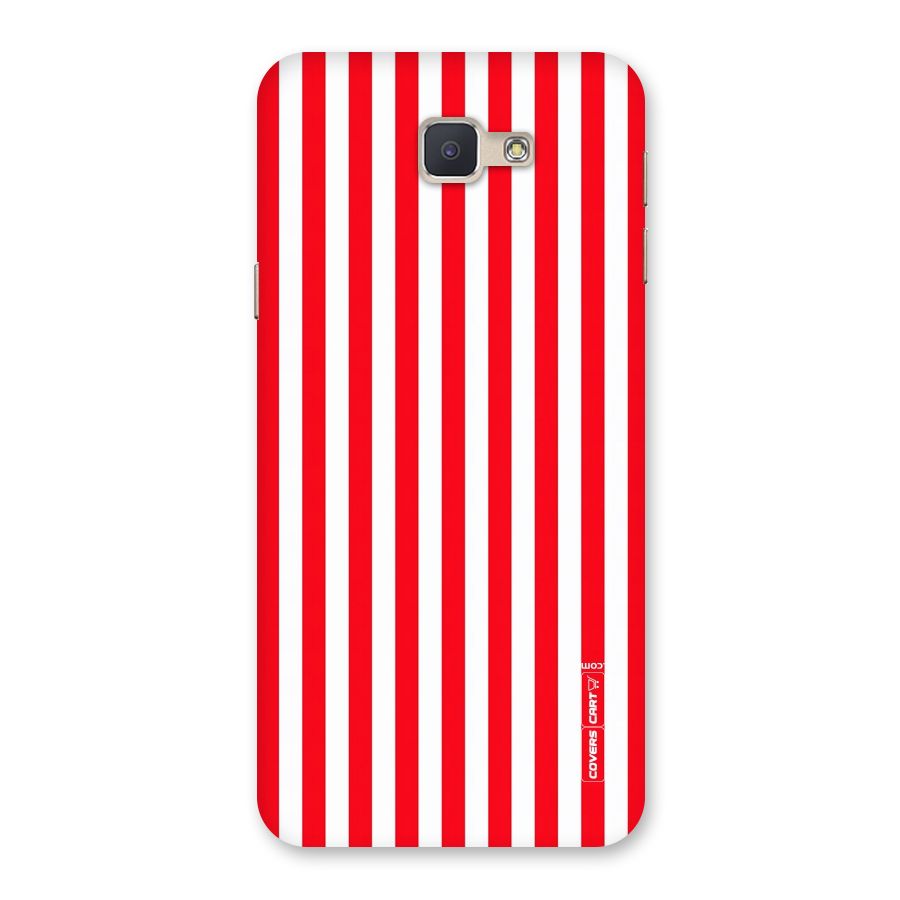 Red And White Straight Stripes Back Case for Galaxy J5 Prime