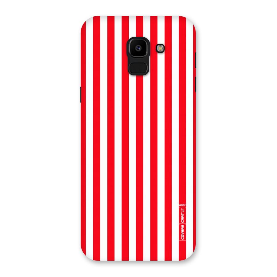 Red And White Straight Stripes Back Case for Galaxy J6