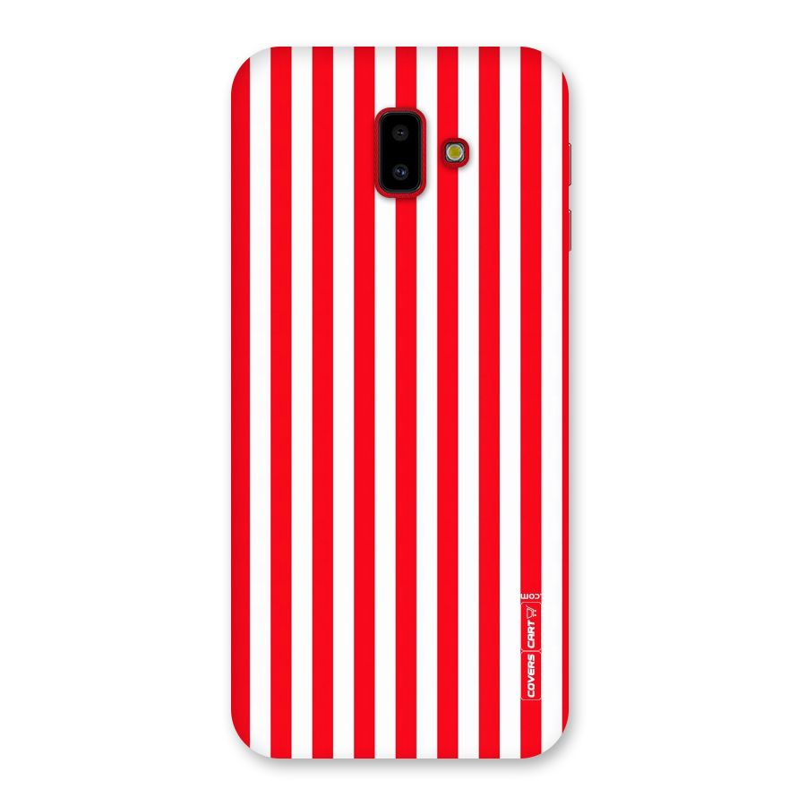 Red And White Straight Stripes Back Case for Galaxy J6 Plus