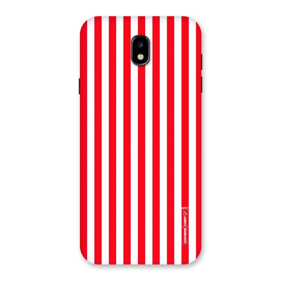 Red And White Straight Stripes Back Case for Galaxy J7 Pro