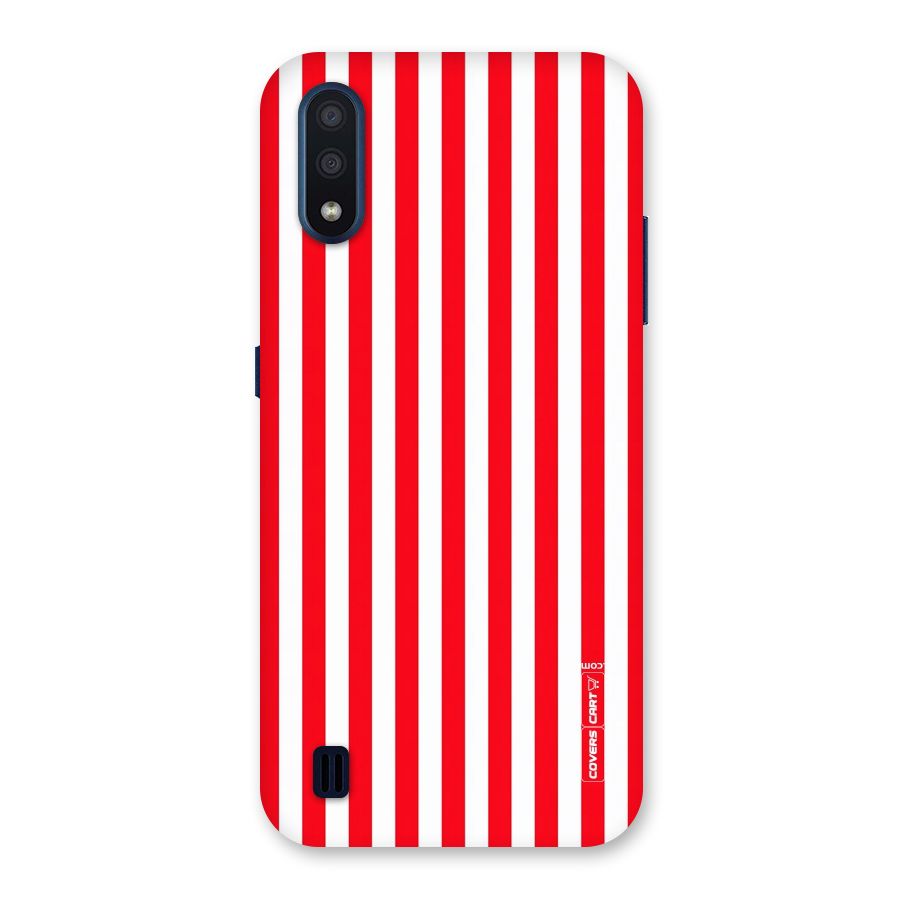 Red And White Straight Stripes Back Case for Galaxy M01