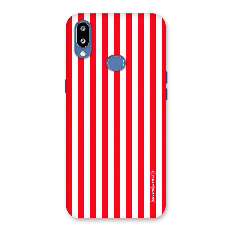 Red And White Straight Stripes Back Case for Galaxy M01s