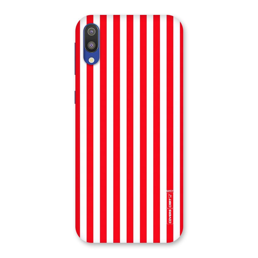 Red And White Straight Stripes Back Case for Galaxy M10